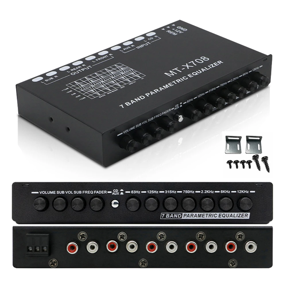 7 Band Car Audio Equalizer Multifunctional EQ Tuning Crossover Amplifier Parametric