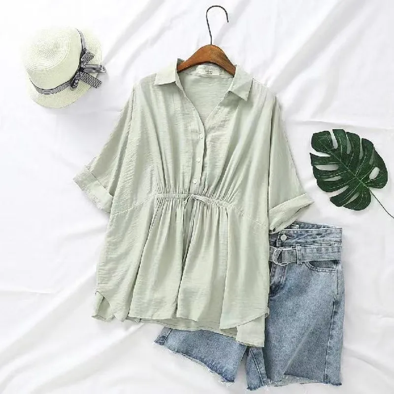 Maternity Tops Maternity Blouses Summmer Top For Pregnant Women White Shirts Cotton Linnen Gravida Clothes Plus Size Dress Short Sleeve