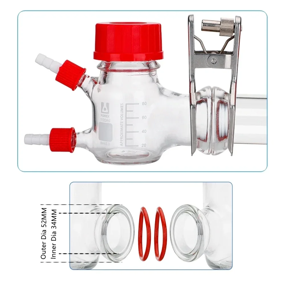 1PCS 100ML/250ML/500ML MFC Microbial Reactor Microbial Fuel Cell Chemical Cell Box Leak-Proof Glass Electrolytic Anaerobic