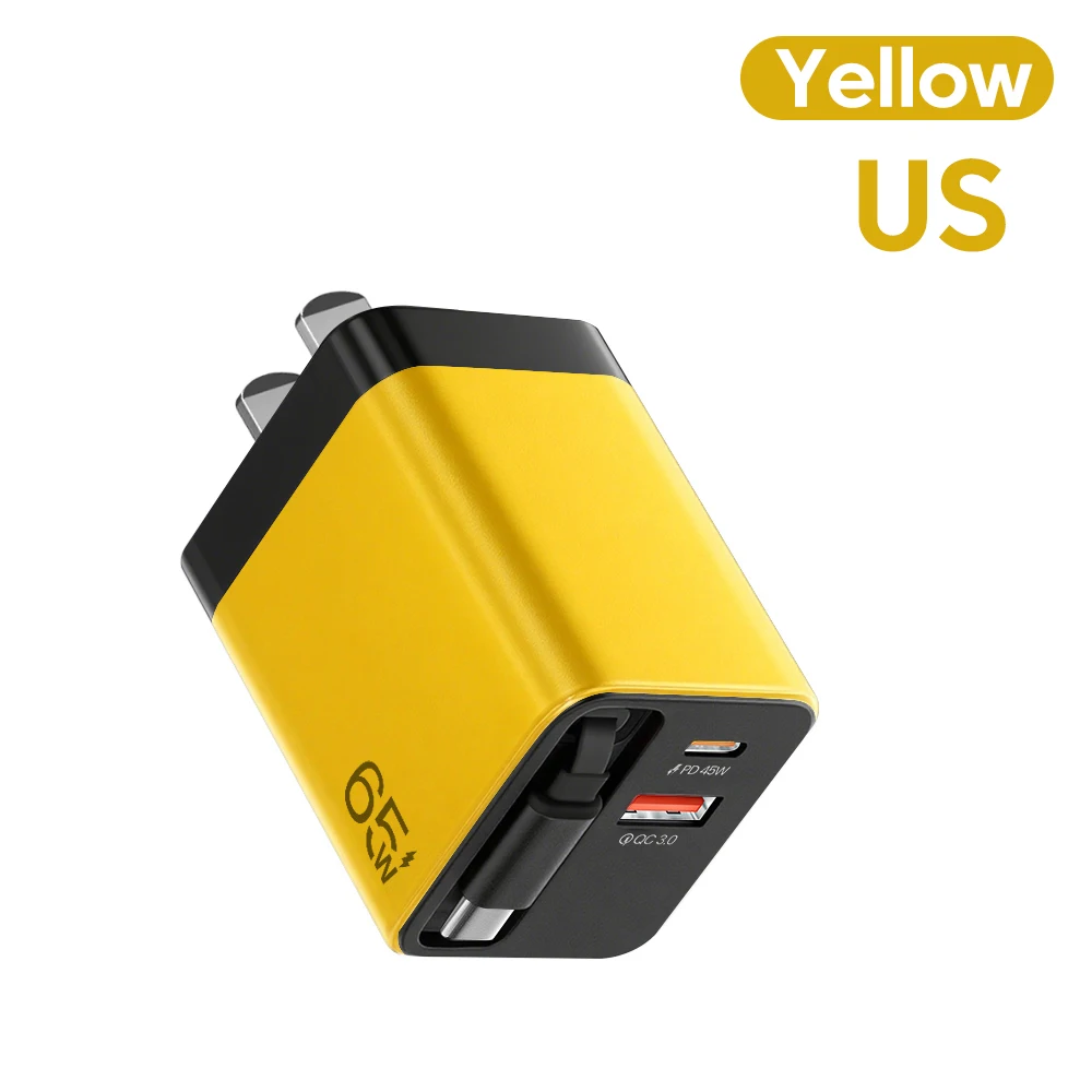 High-Power USB Charger with Telescopic Cable