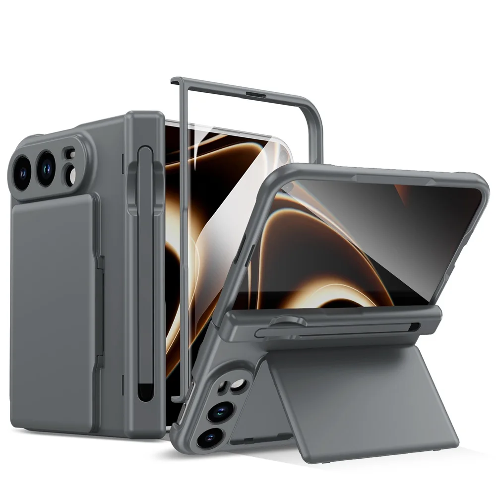 S Pen Holder Phone Case with Hinge Protection, Card Holder, Stand, Screen Protector, and Wallet Functionality