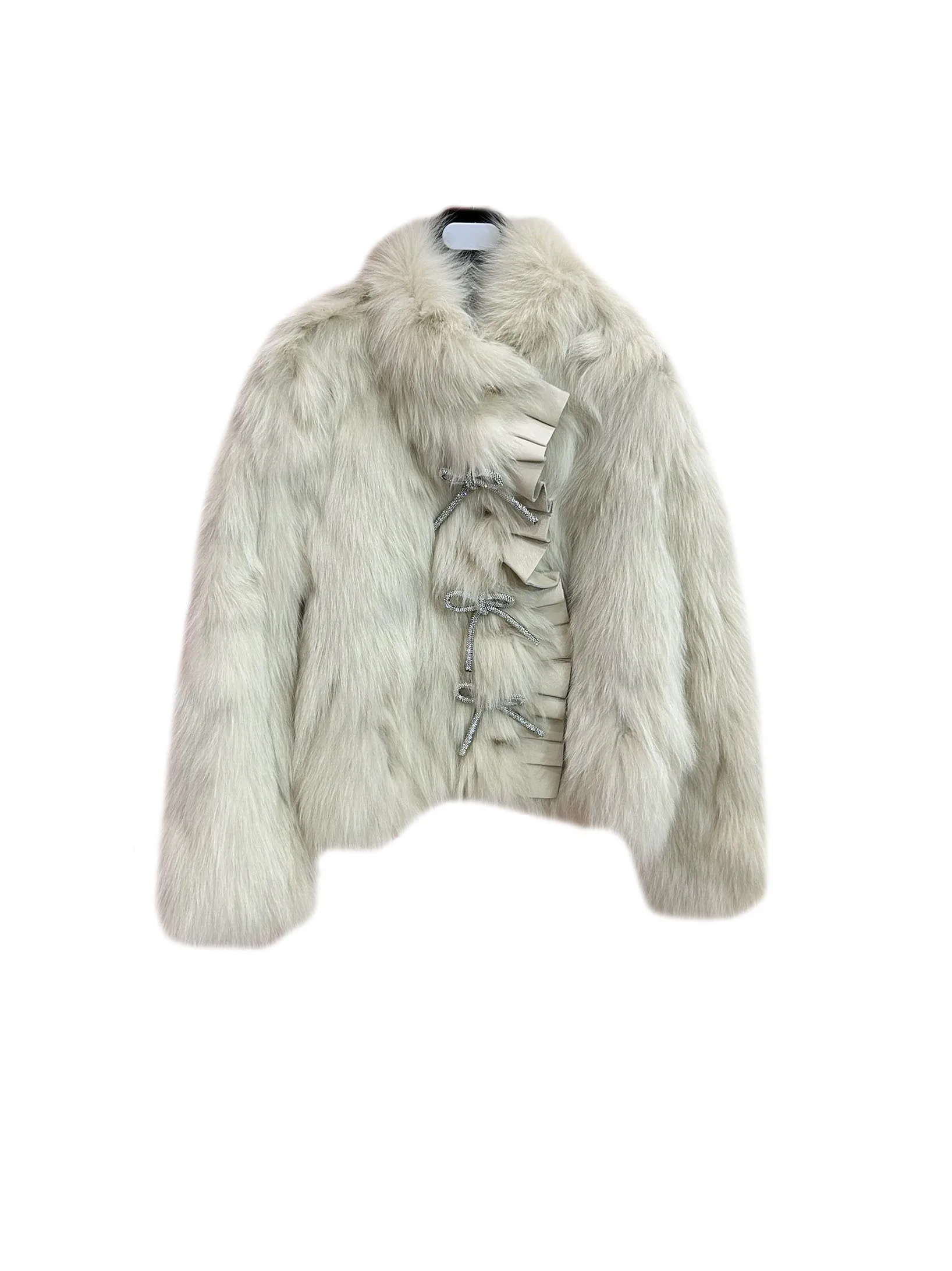 

Fur coat stand-up collar short loose version of the single-breasted design warm and comfortable 2023 winter new 1222