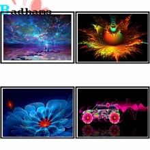 DIY 5D Black Background Colorful Floral Night Starry Diamond Painting Cross Stitch Mosaic Rhinestones For Living Room Home Decor