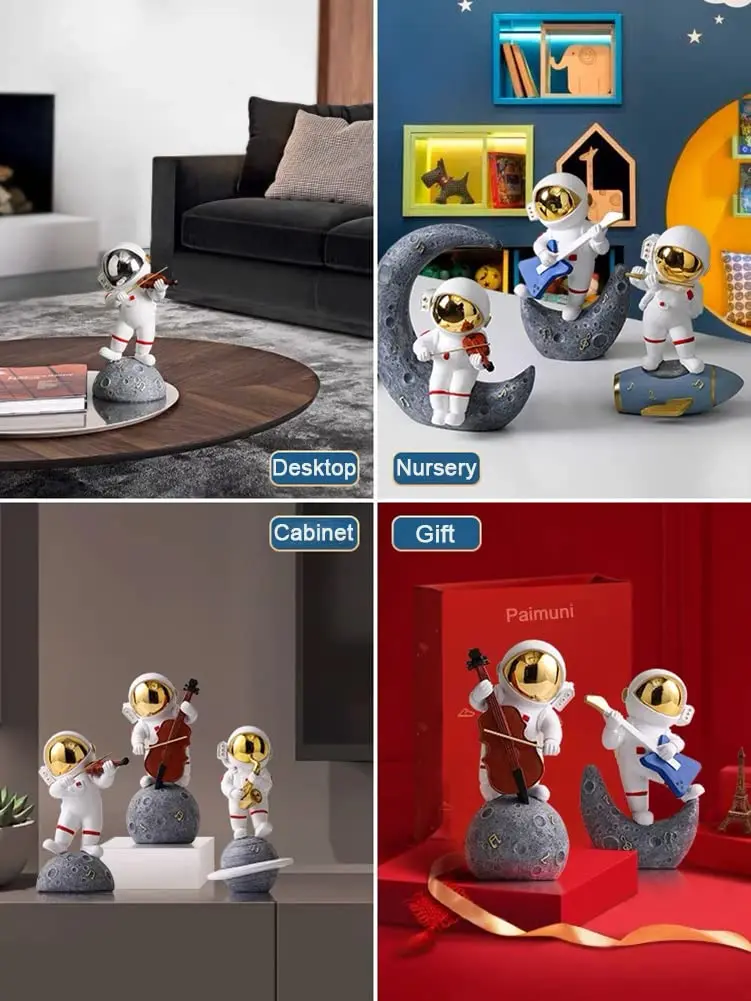 Figurine Home Decor Resin Astronaut Statue Collectible Spaceman Sculpture Decorative Music Ornament for Desktop Bookshelf Office 4