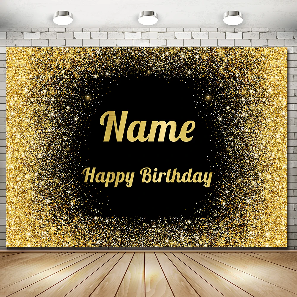 Nome Personalizado Gold Silver Glitter Backdrops Birthday Party Fundos Baby Shower Banner Criança Fotografia Faça Você Mesmo Photo Studio Props