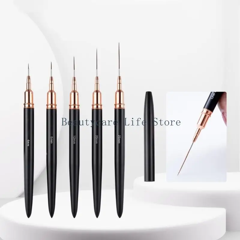 652C 손톱 아트 라이너 브러쉬 네일 페인팅 브러쉬 펜 손톱 페인팅 펜 긴 라인 세부 사항을위한 다기능 손톱 브러쉬