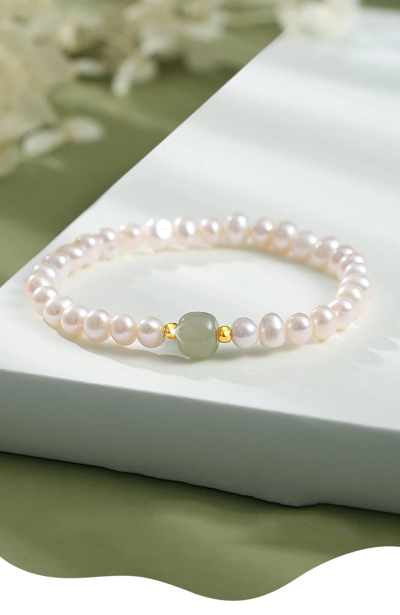 Natürliche weiße und hellgrüne Hotan-Jade-Perlen-Armband, Glücksschmuckherstellung für Frauen, Luxus-Geschenke – Detail 1