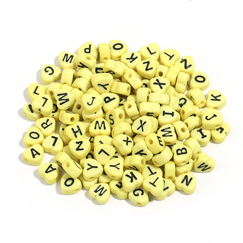 100 teile/los bunte Liebe Herz Acryl Alphabet Perlen für Schmuck machen gemischte Buchstaben Perlen DIY handgemachte Armband Halskette – Detail 8
