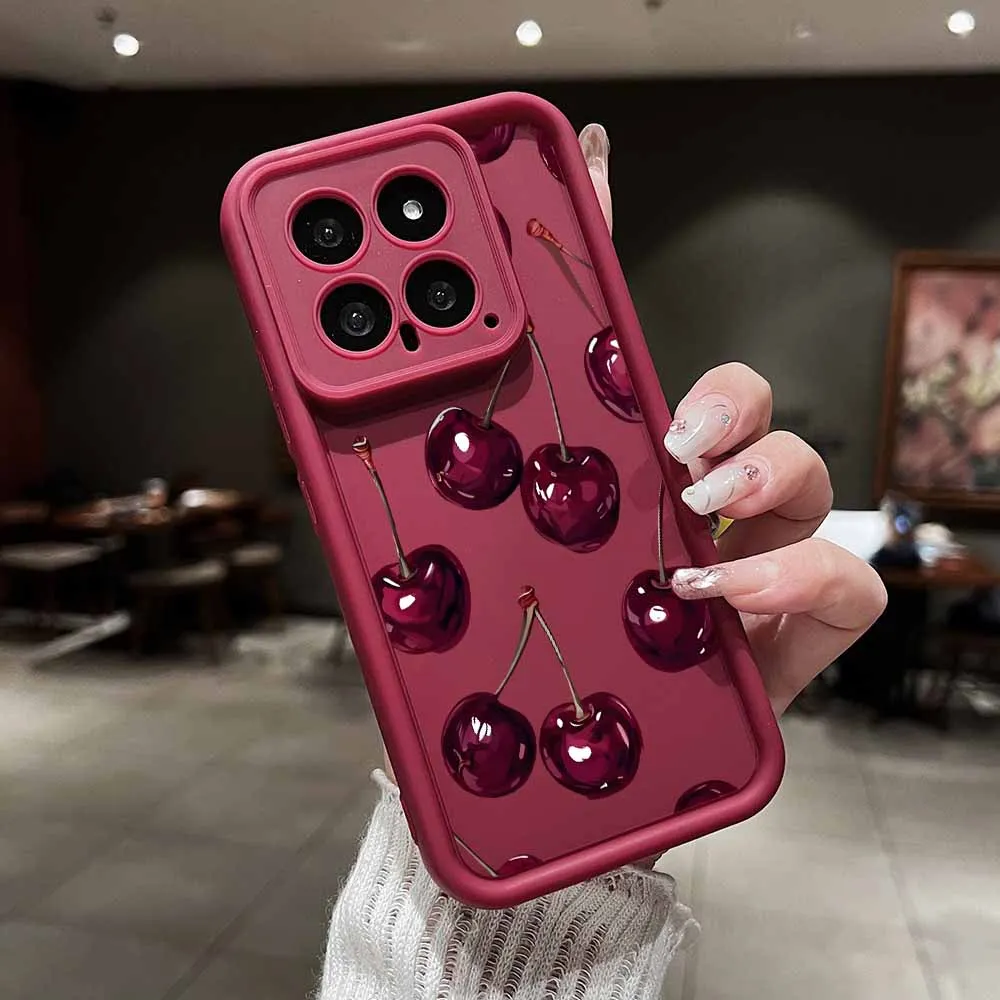 Fashionable Red Cherry Eyes Ladder Lanyard Soft Phone Case