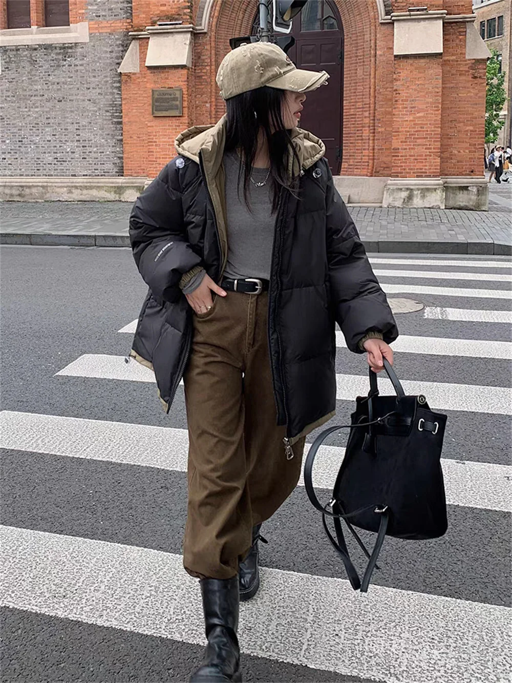European Street Fashion Label Letter Down Jacket for Men and Women in Winter, New Loose  Oversized Duck Down Bread Jacket