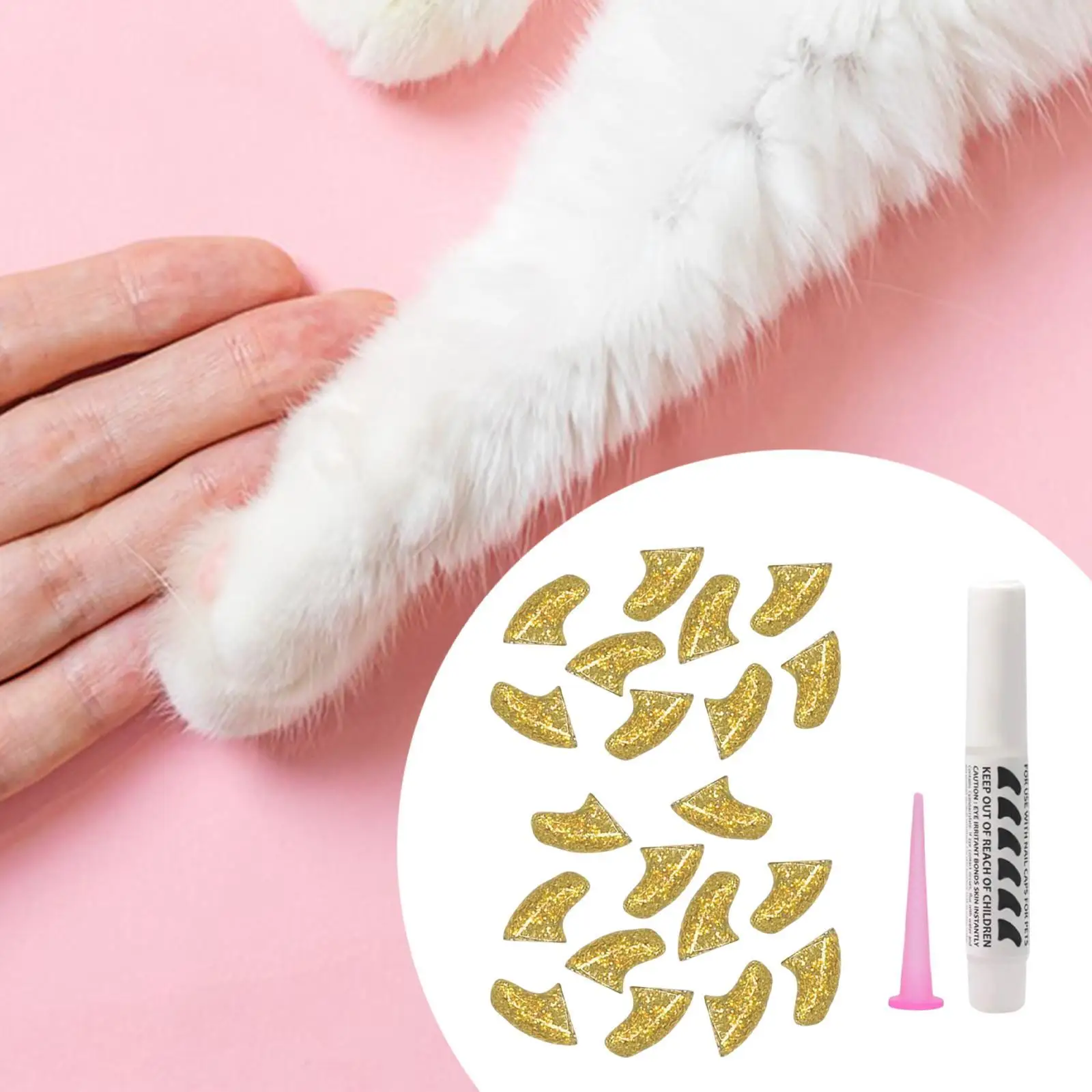 20개 고양이 네일캡, 애완동물 네일캡 용품, 유용하고 간편하게 사용 가능