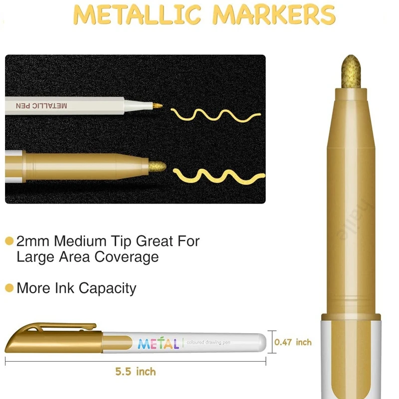 8-12 색상 영구 페인트 펜 금속 마커 펜 세트 스크랩북 DIY 목재 아트 마커 펜 문구 용품 선물 2mm