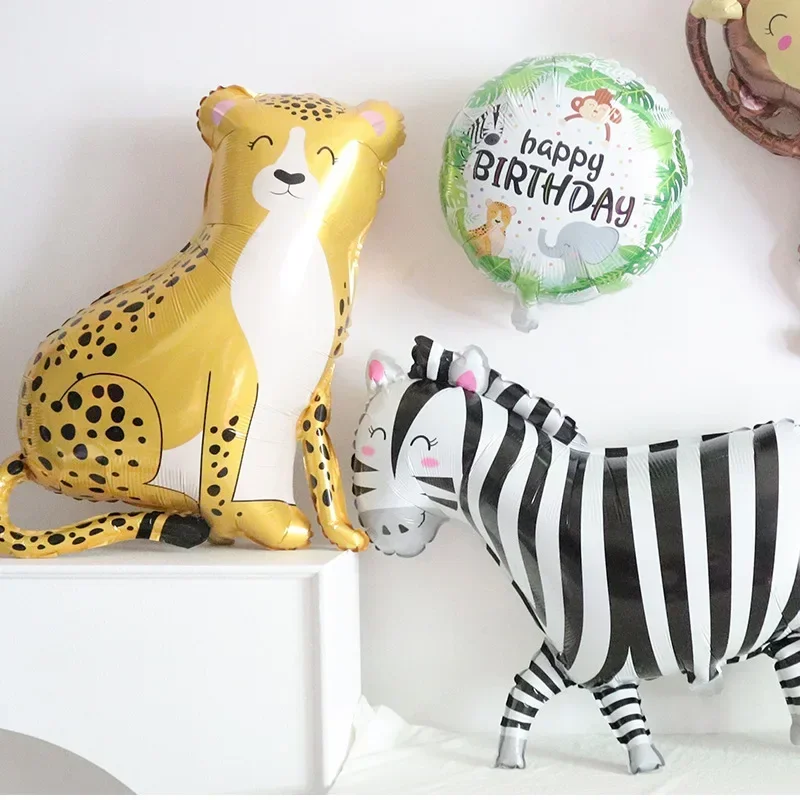 New Cartoon Animal Theme Foil Balloon Jungle Safari Forest Lion Rabbit Kids Birthday Decoration Supplies Elephant Giraffe Baloon