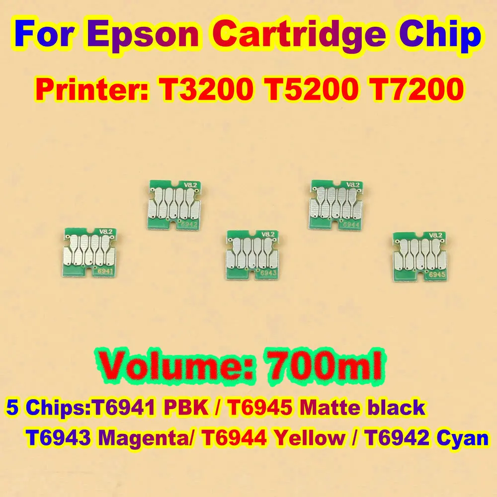 

Чип принтера T3200 T7200, чипы для принтера Epson SC T3200, чипы для картриджа T5200, чип Ic T6941 T6942 T6943 T6945 T6944, заменяемый чип