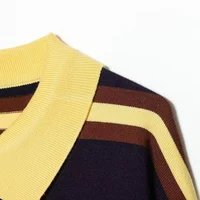 Autumn Winter Polo Collar Long Sleeve Striped Knitted Pullover Tops Women Buttons Decoration Sweater Female Casual Fashion Wear - Image 4