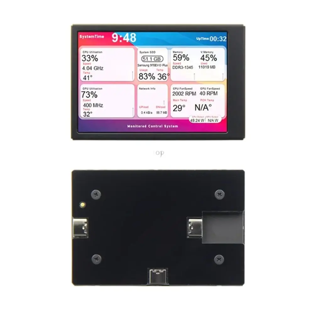 C 타입 모니터 보조 스크린 섀시, USB 직접 연결 모니터링 컴퓨터, 고화질 IPS 스크린, Aida64, 3.5 인치
