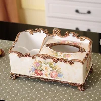 European Retro Resin Plastic Tissue Boxes Hotel Home Living Room Bedroom Desktop Storage Box Originality Paper Extraction Box 2