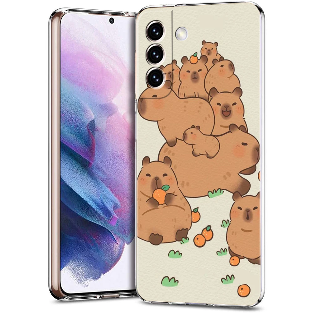 Cartoon Capybara Handyhülle für Samsung Galaxy S24 S23 S22 S20 S21 FE Ultra S24 S23 S10 S10E S9 S8 Plus 5G Transparente Hülle Tasche – Detail 4