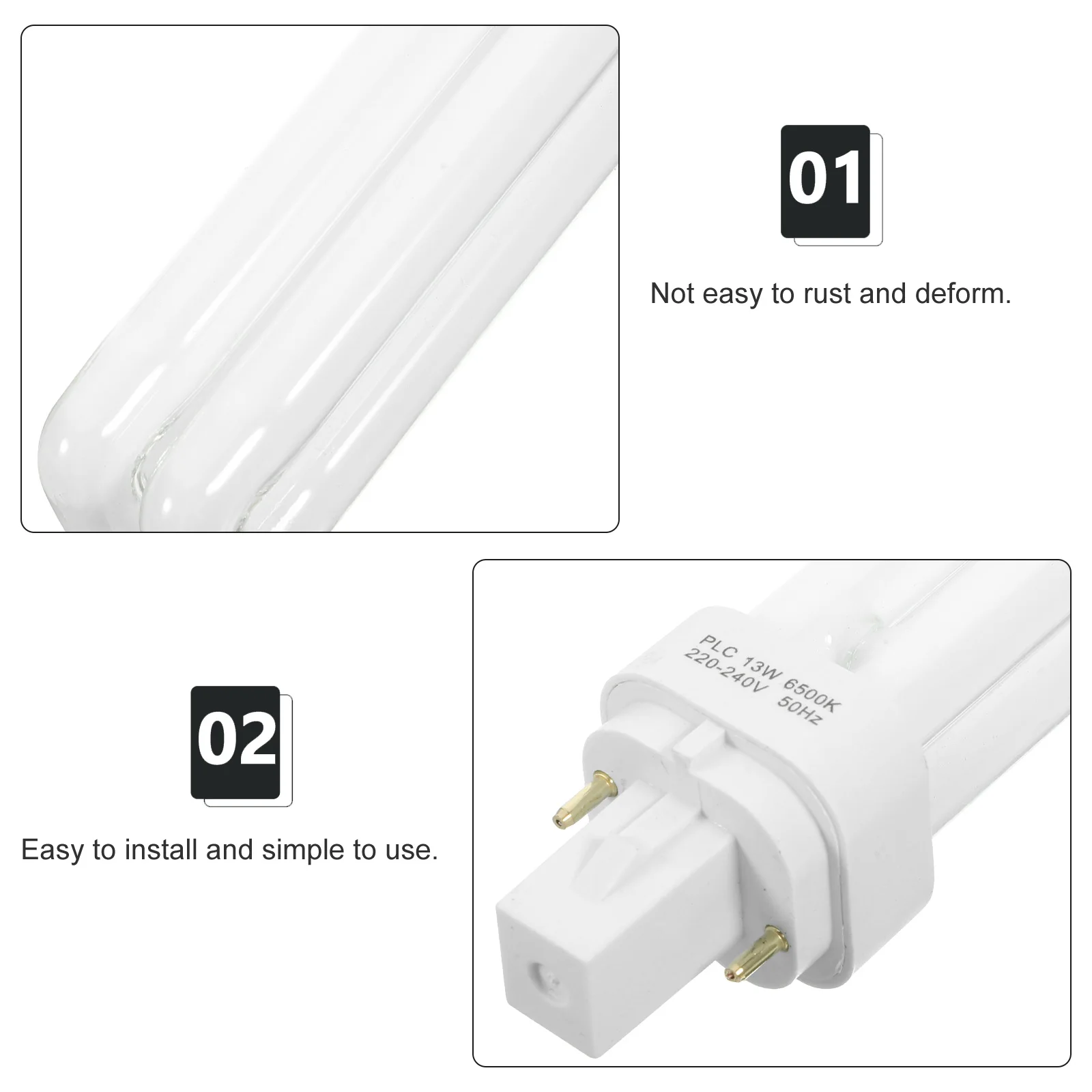 Energy Saving LED Lamp Bulb 13W Downlight Compact Fluorescent Bulbs Replacement Plug 2 Pin Double Tube 4Pcs