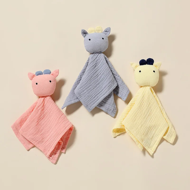 Baby Cotton Muslin Comforter Blanket Newborn Sleeping Dolls Cute Cattle Kids Sleep Toy Soothe Appease Towel Bibs Saliva Towel 3