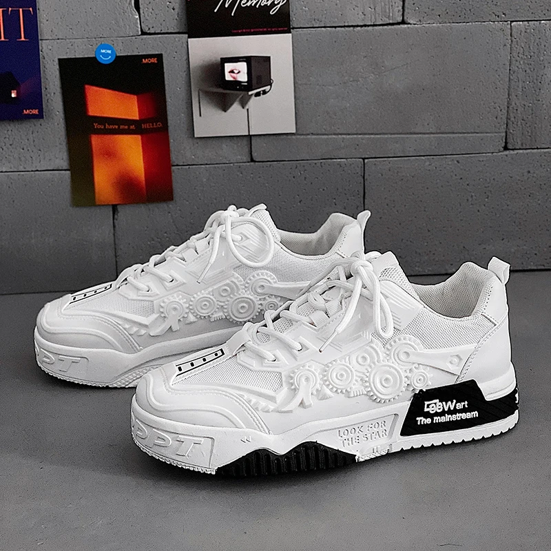 Designer Shoes for Men Fashion Men Sneakers Street Personality Gear Pattern Skateboard Shoes Casual Vulcanized Zapatos De Hombre 4