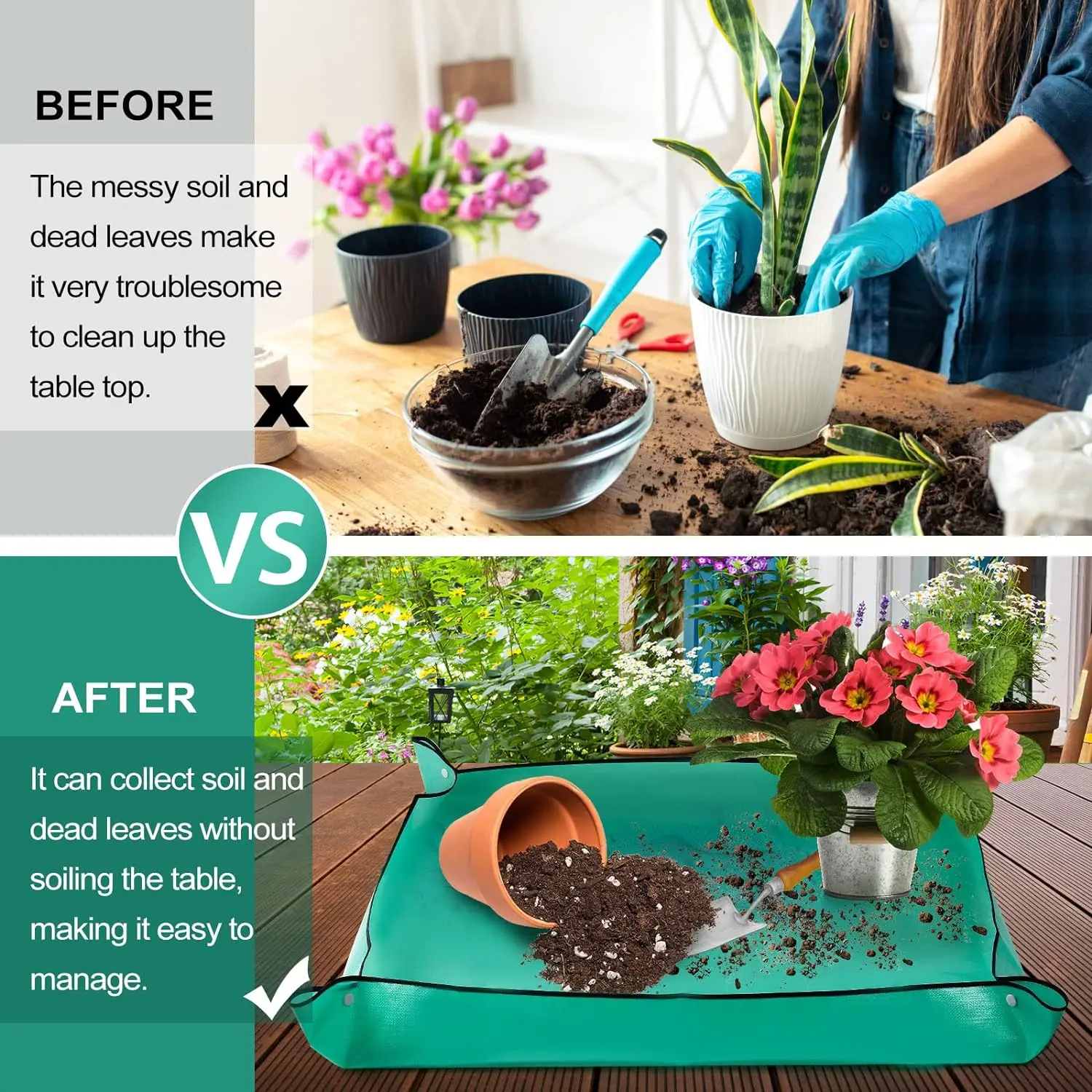 Planting Mat Gardening Mat 1PCS Reusable Planting Mat Transplanting regeneration Waterproof Mats Flower Pot Potting Pad Foldable Gardening Tool