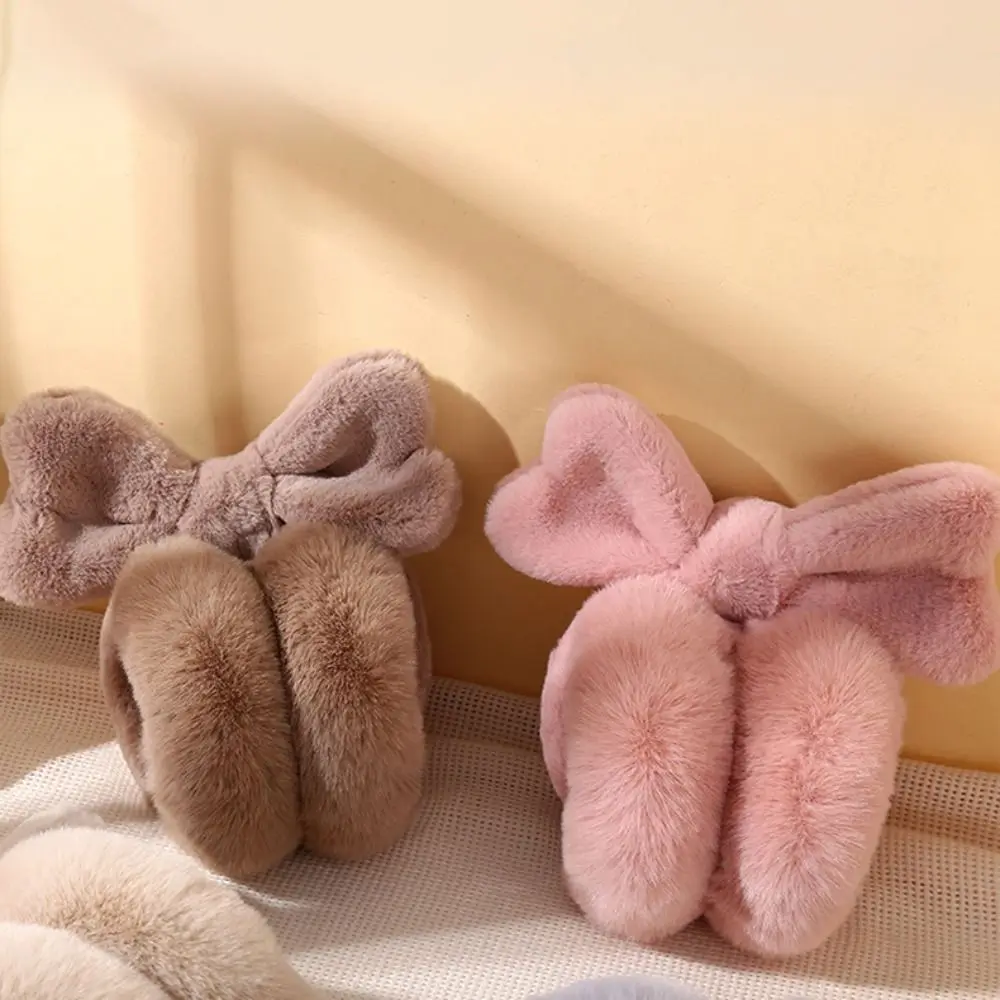 Foldable Plush Earmuffs kawaii Ear Protection Wind Proof Bowknot Ear Earmuffs Earflap Keep Warmer Winter Ear Cover Student