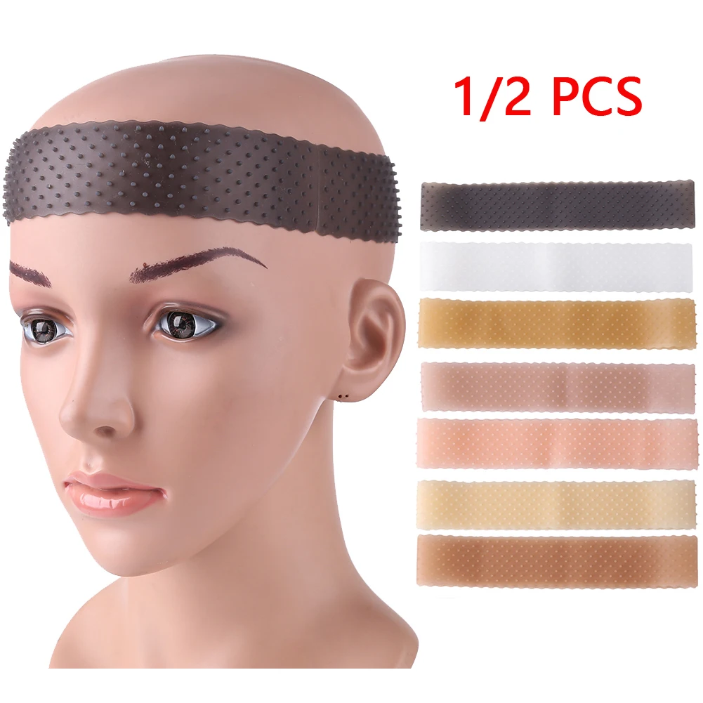 2pcs No-slip Wig Grip Band Transparent Silicone Wig Band Comfort Head Hair  Headband Adjustable Women Hair Wig Band (white)