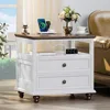 Nightstand Set of 2 with Charging Station, 24" Wide End Table with 2 Drawers, Dresser for Bedroom, Nightstands 2