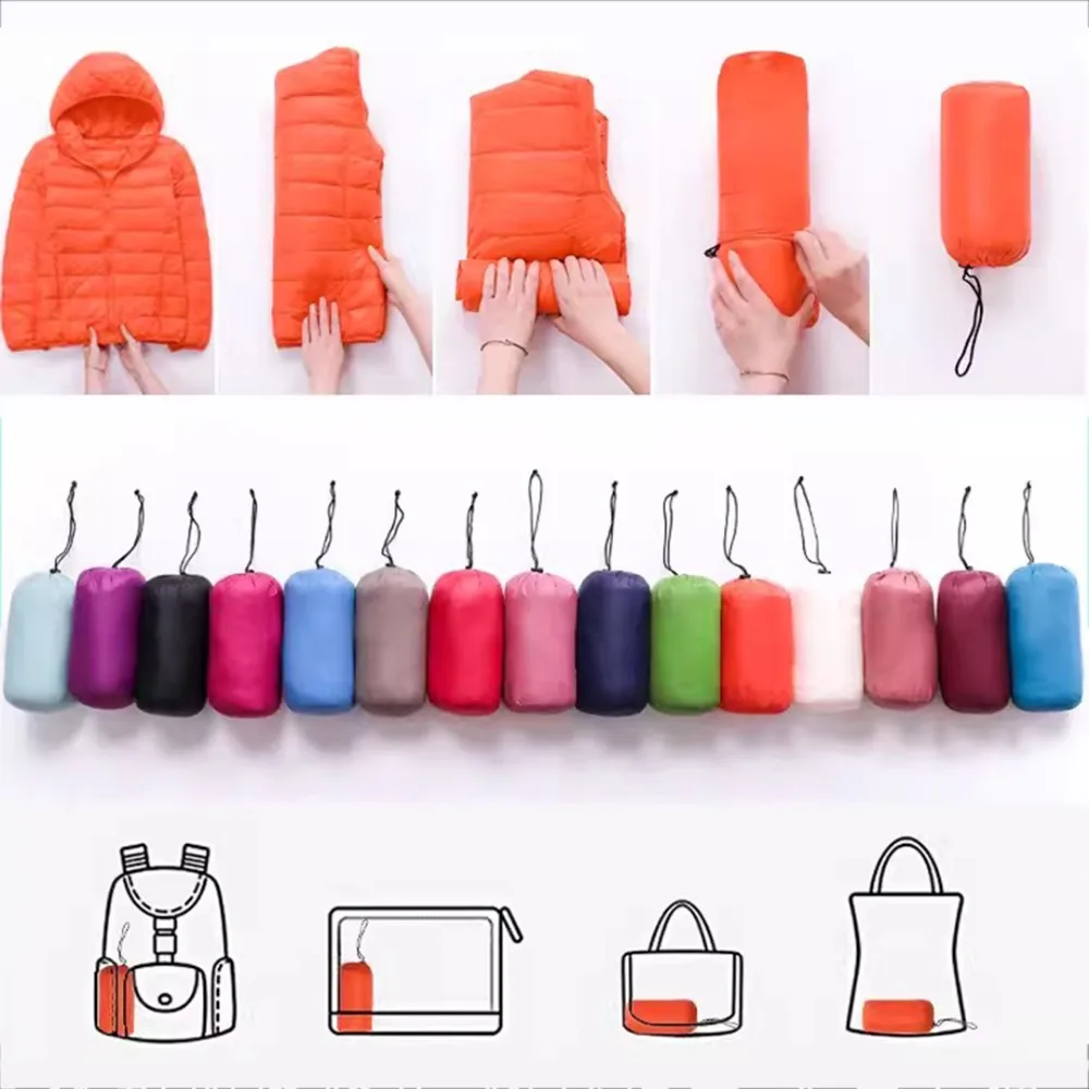 Plus Size Thin Light Down Jacket Women 2023 Autumn Winter Slim Short Hooded Warm White Duck Down Coat Women Outerwear Streetwear - Image 6