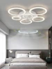 Modern white minimalist circle fan light simple living room ceiling fan smart control ceiling fan light. 6