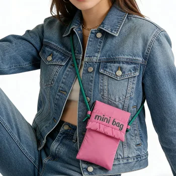 New Fashion Cute Phone Bag Simple Green Rose Red Shoulder Bag Crossbody Bag Girls Fabric Small Storage Purse Card Holder 2024 1