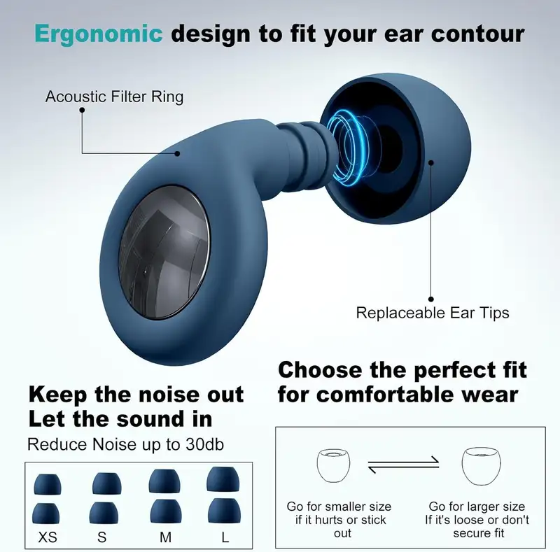 Eayburst Silicone Ear Plugs for Sleeping Noise Cancelling Hearing Protection Reusable Earplug for Sleep Focus Concerts WorkStudy - Image 4