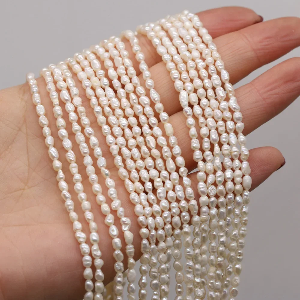 Natural Pearl Loose Beads A Level Cultured Freshwater White Pearl Beading Charms for Jewelry Making Necklace Bracelet 3-4mm