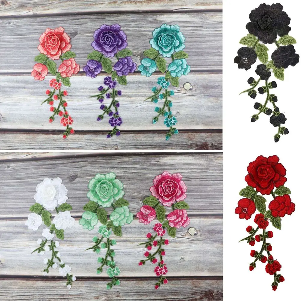 String Flowers Embroidery Patches Clothes Sticker Floral DIY Iron On Patch Embroidered Patches Sewing Clothing Accessories