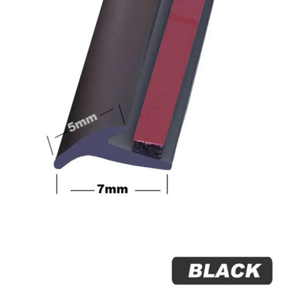 범용 자동차 고무 씰링 스트립, T형 고무 씰링 스트립, 블랙, 자동차 엣지 트림 범퍼 립 사이드 스커트, 5mm x 7mm