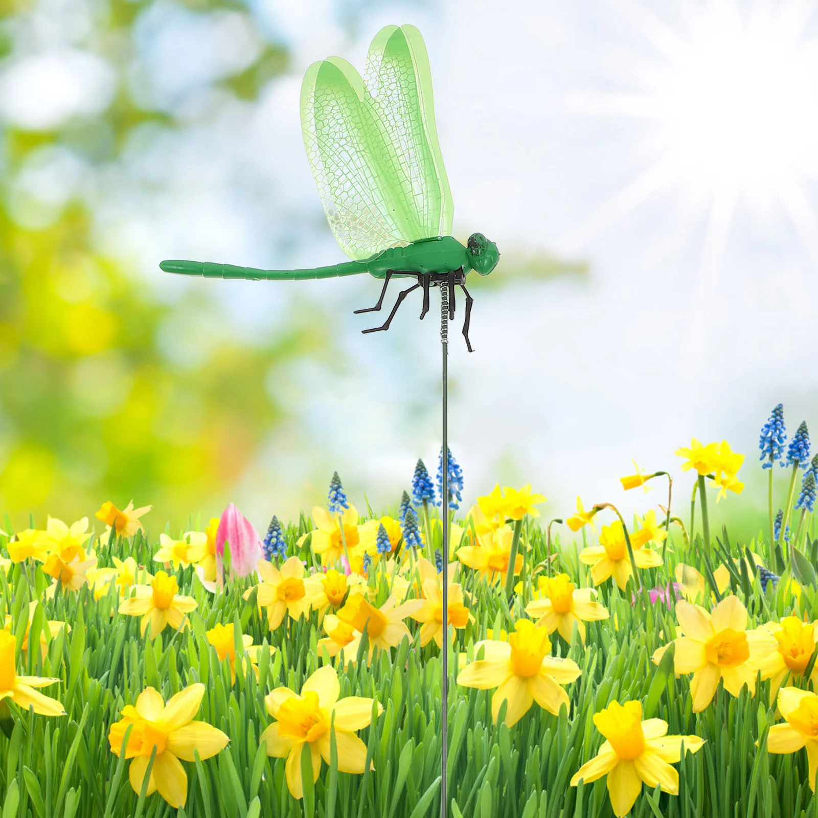 Garden Art Decor Animal Sculpture Decorations Dragonfly Decoration 3 Pcs Simulation Dragonfly Clip Bug Deterrent Pole Clips Ons Outdoor Garden Statues Three Piece Suit