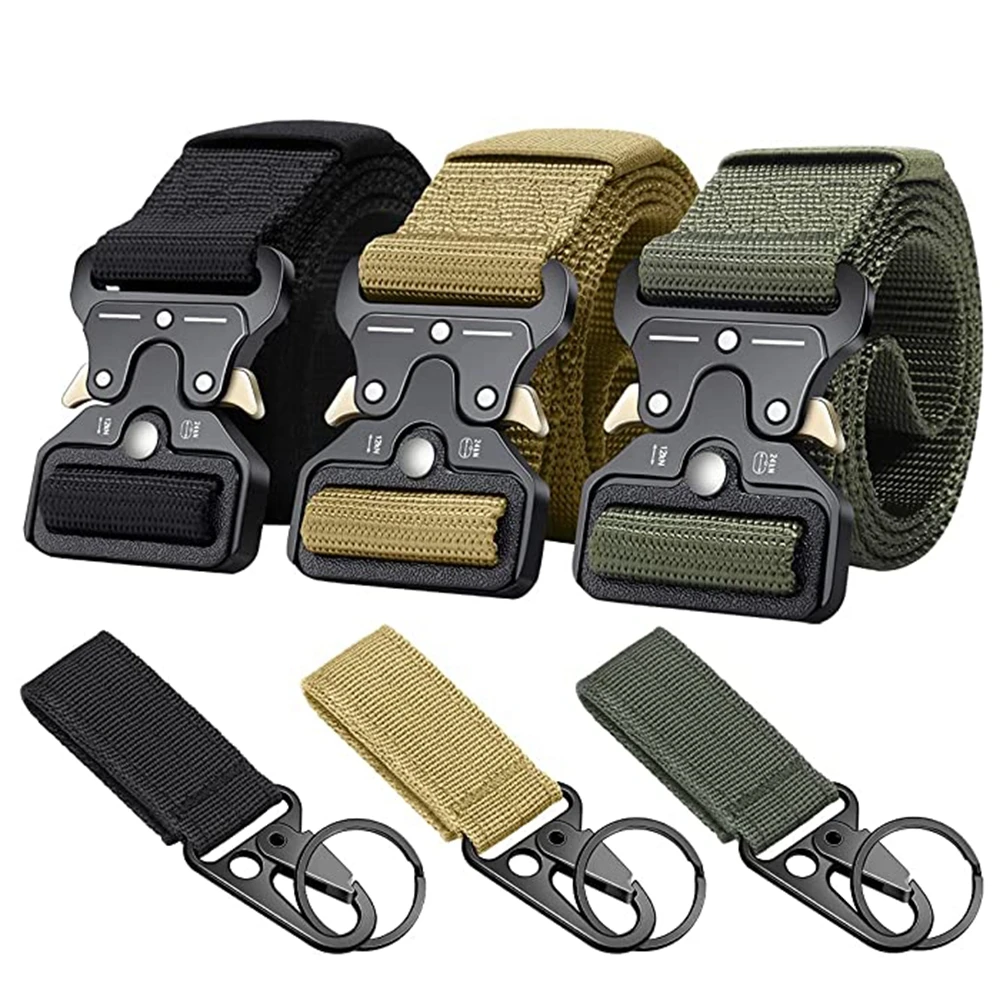 3er-Pack Robuste Taktische Gürtel für Männer und Frauen mit Schnellverschluss-Schnalle, Extra Molle Schlüsselring-Halter, Ausrüstungsgürtel für Jeans – Detail 1