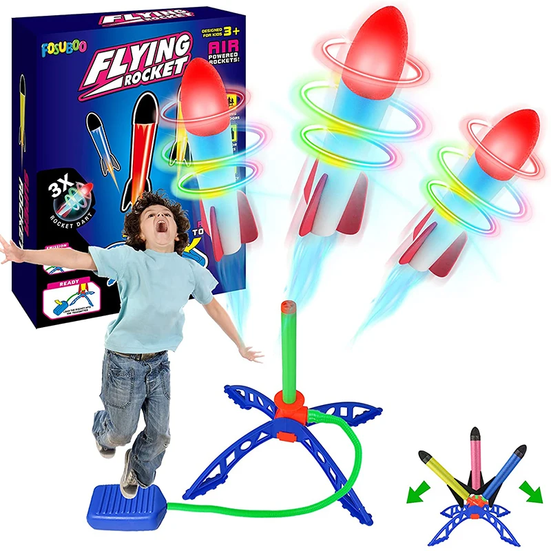 Kids Air Pressed Stomp Rocket Pedal Games Outdoor Sports Kids League Launchers Step Pump Skittles Children Foot Family Game Toy mickey mouse girls casual white shoes new four seasons joker children a pedal non slip comfortable wear resistant board shoes