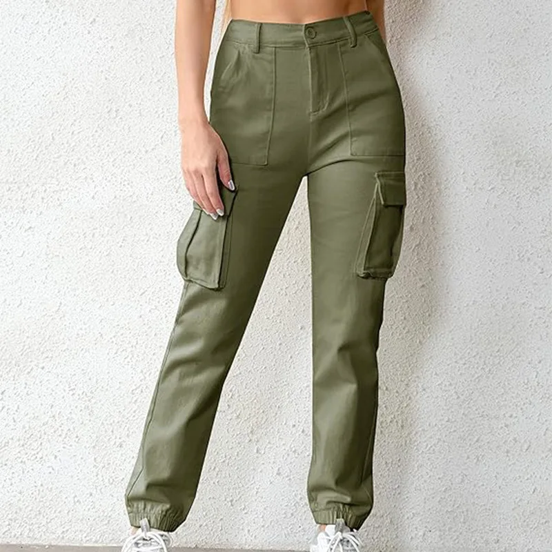 Women's Casual High-waisted Jogging Cargo Belt Pocket Women's Cargo Light Hiking Jogging Pants