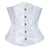 Gothic Sexy Underbust Corset Waist Trainer Slimming Lingerie Shapewear Women Lace-up Girdling Corselete Faja Body Shaper Clothes - 1-9014 White, XS