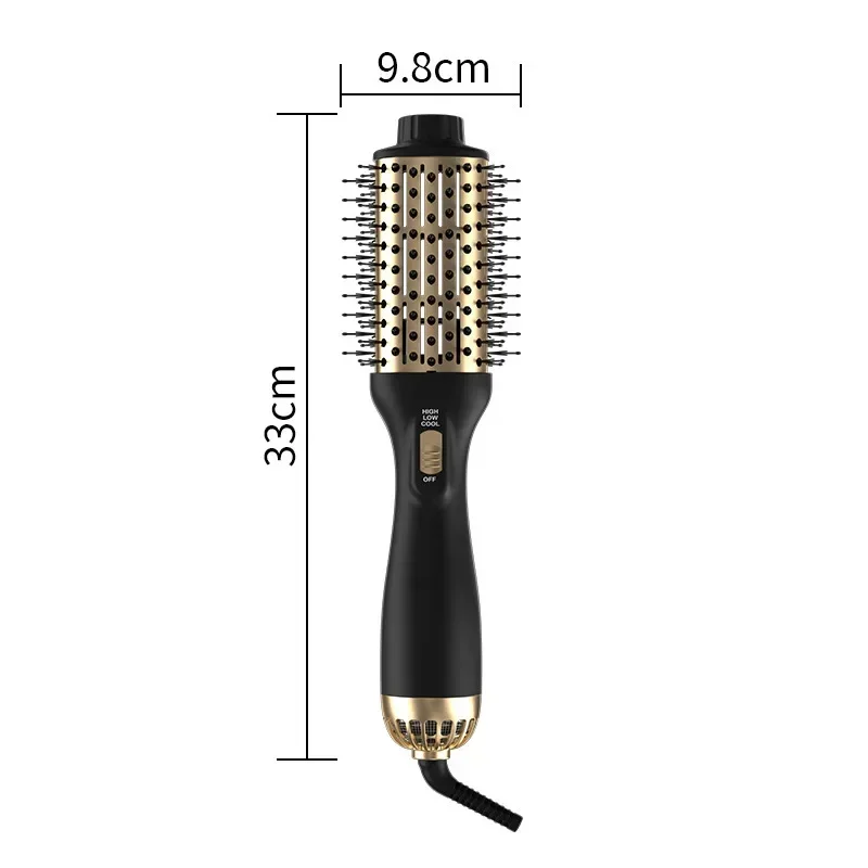 2025 New Black Gold Hot Air Comb Multi functional Roll Straight Dual purpose Roll Comb Anti frizz Negative Ion Hair Dryer Brush 6