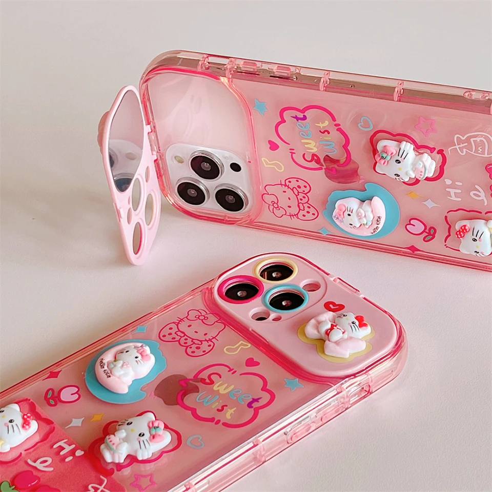 Custodia Rigida Per IPhone 13 Pro / 13 Con Hello Kitty Graffiti - Bianca - Protezione Antiurto TPU - 2