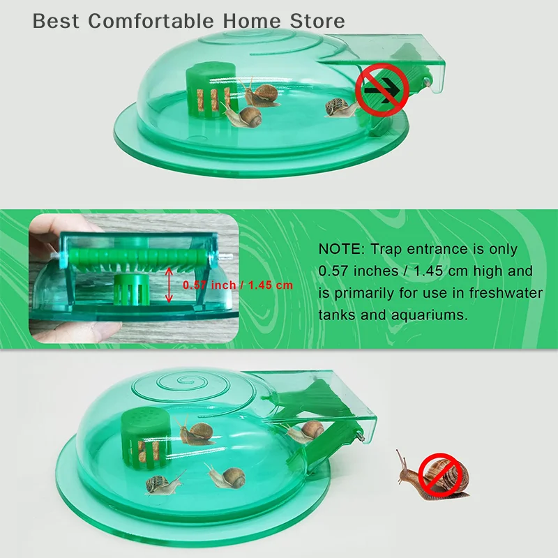 Aquarium Snail Trap Plastic Snail Catcher For Freshwater Fish Tank Green Catch Box