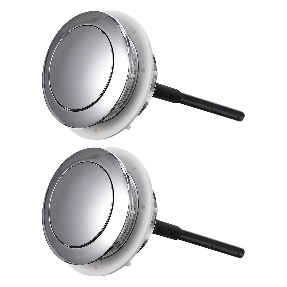 

2 Pcs Toilet Button Single Flush Cistern Push Switch Round Abs Universal Tank Buttons
