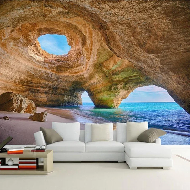 Custom Any Size 3D Mural Wallpaper Beach Reef Cave Living Room Bedroom Sofa Background Photo Wallpaper Roll Papel De Parede 3D