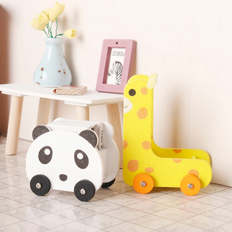 1:12 Dollhouse Miniature Panda Trolley Giraffe Storage Rack Model Furniture Decor Toy Doll House Accessories other interior accessories water cup stopper storage rack tpe silicone water cup rack modified interior for tesla model y 3