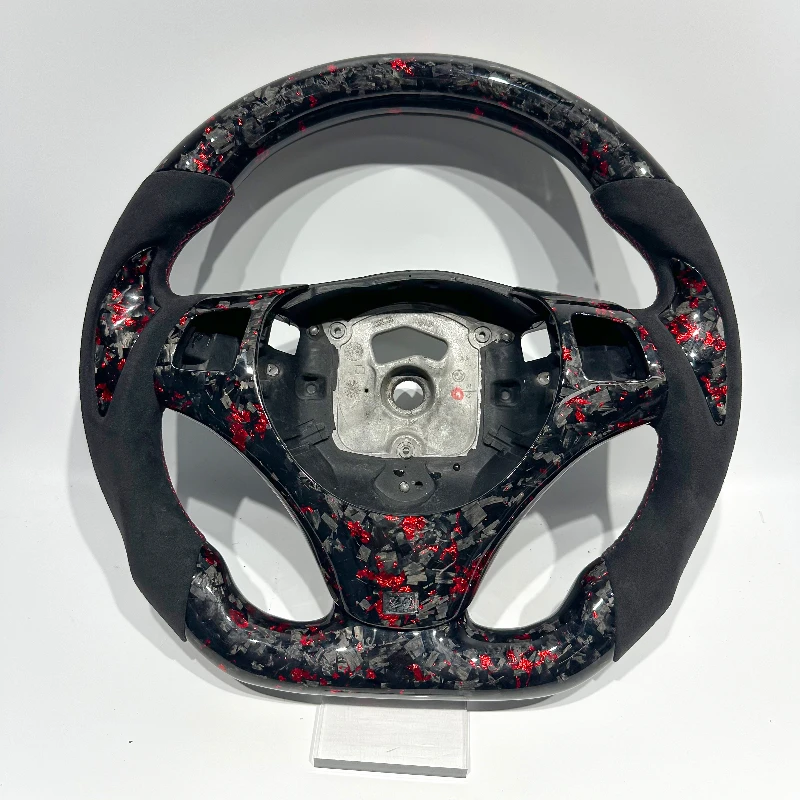 For BMW E92 Red Forged Carbon Fiber Steering Wheel with Alcantara for BMW E90 E91 E71 E46 E60 E92 1 Series 2 Series 3 Series 1