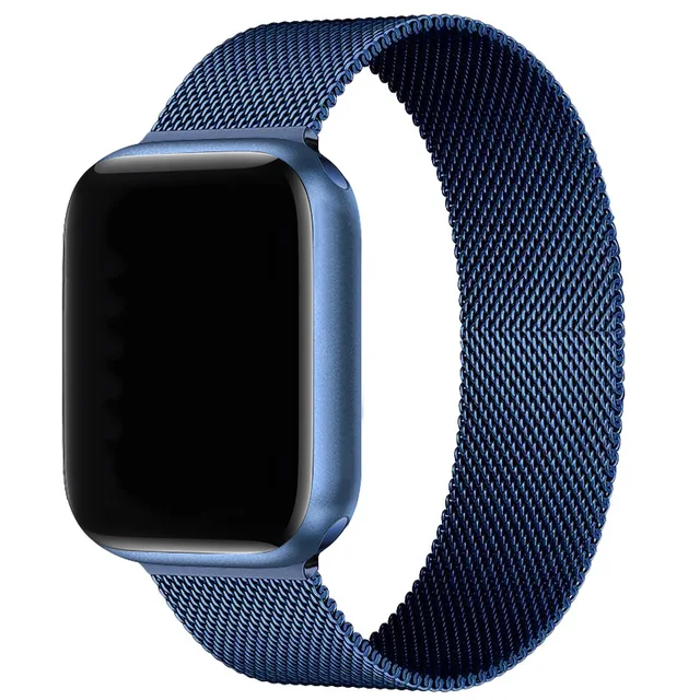 Magnetic Band Compatible with Apple Watch 45mm 44mm 42mm Adjustable Milanese Clasp Loop Strap for iWatch Series 7/6/5/4/3/2/1 SE Blue