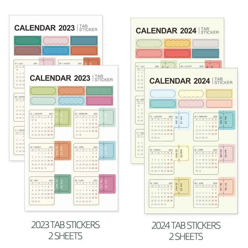 MyPretties 2 Sheets/Set 2023 2024 Calendar Tab Stickers Planner Monthly  Schedule Mark Agenda Stationery Stickers N.1387 N.1451 - AliExpress